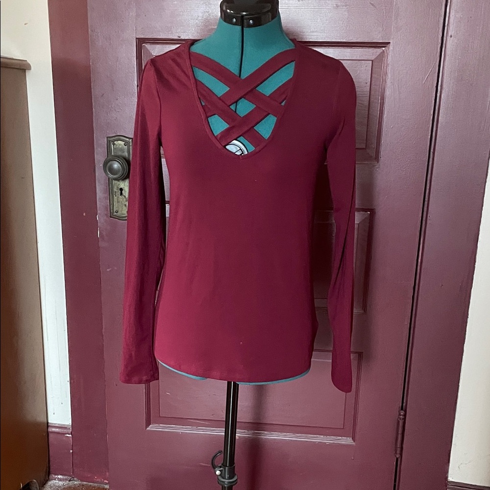 No Boundaries Burgundy Long Sleeve Top